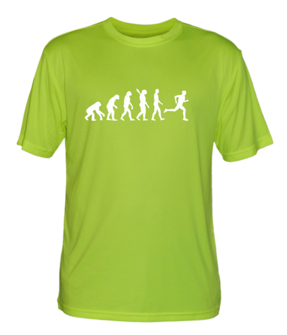 Men's Reflective Short Sleeve Shirt - Evolution of a Runner - Front - Lime Yellow