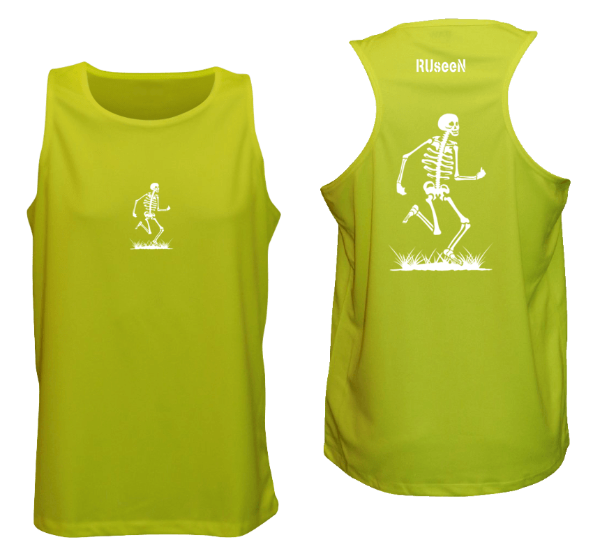 Men's Reflective Tank Top - Skeleton - Front & Back - Lime Yellow