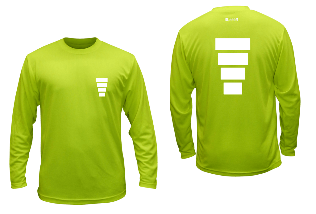 Unisex Reflective Long Sleeve Shirt - Block - Front & Back - Lime Yellow