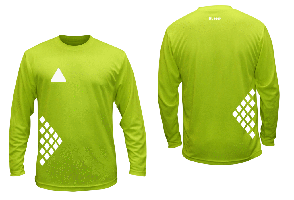 Unisex Reflective Long Sleeve Shirt - Diamond Pattern - Front & Back - Lime Yellow