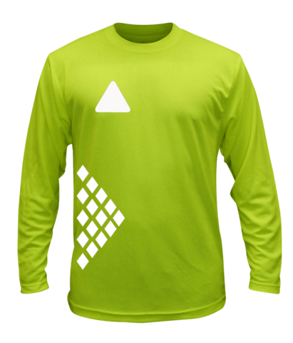 Unisex Reflective Long Sleeve Shirt - Diamond Pattern - Front - Lime Yellow