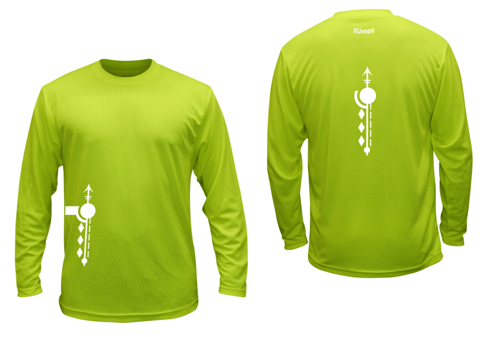Unisex Reflective Long Sleeve Shirt - Paths - Front & Back - Lime Yellow