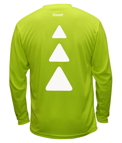 Unisex Reflective Long Sleeve Shirt - Triangles - Back - Lime Yellow