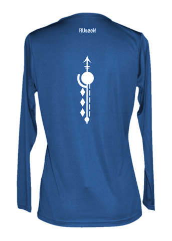 Women's Reflective Long Sleeve Shirt - Paths - Back - Electric Blue