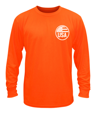 Unisex Reflective Long Sleeve Shirt - Proud American - Front - Orange