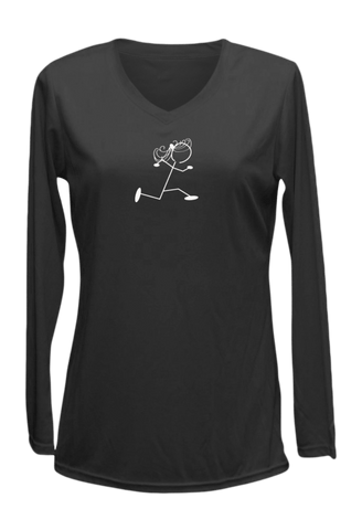 Women's Reflective Long Sleeve Shirt - Run Like a Grandma - Front - Black