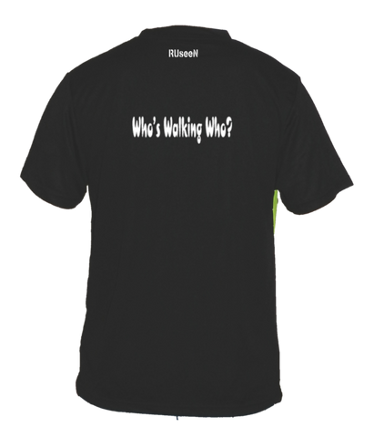 Men's Reflective Short Sleeve Shirt - Who's Walking Who - Back - Black