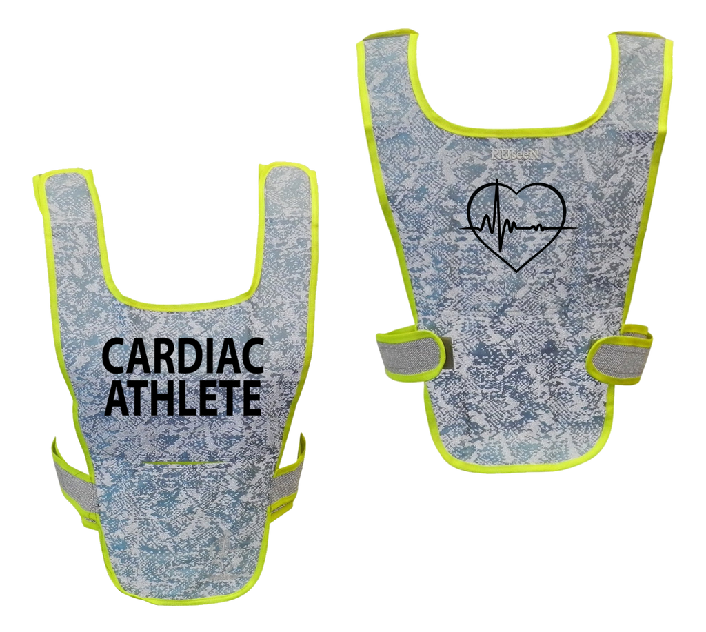 Reflective Running Vest - Cardiac Athlete - Front & Back - Light Blue