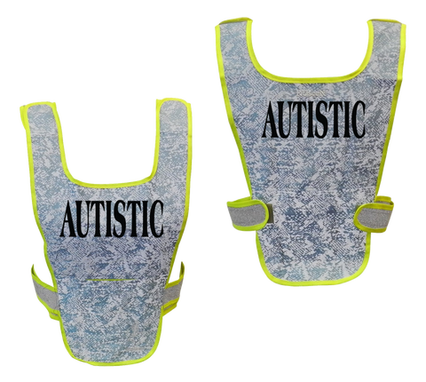 Reflective Running Vest - Autistic - Front & Back - Light Blue