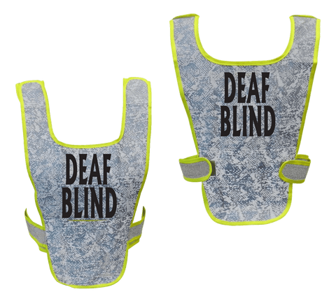 Reflective Running Vest - Deaf / Blind - Front & Back - Light Blue