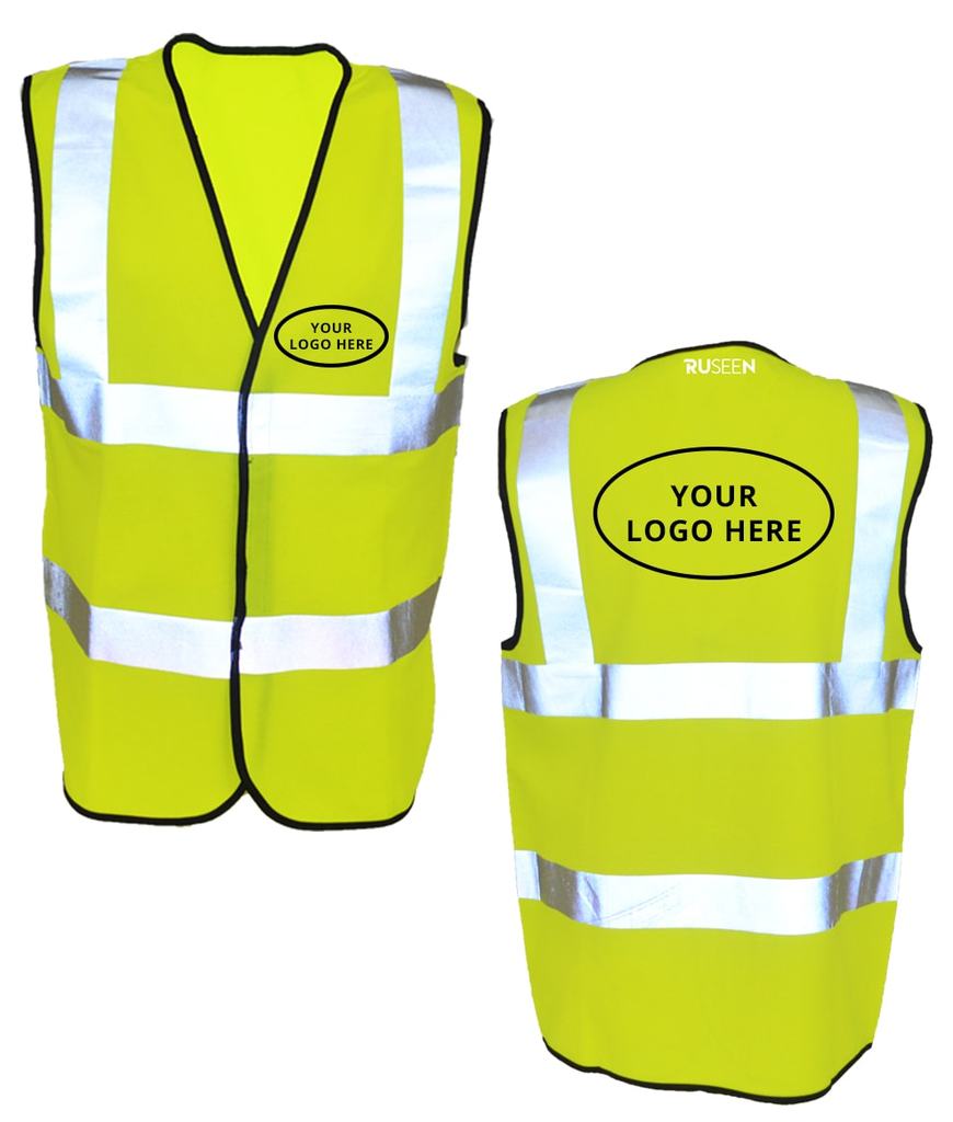 Reflective ANSI Class 2 Vest With Logo - Front & Back - Safety Yellow