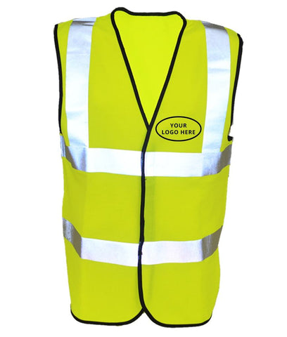 Reflective ANSI Class 2 Vest With Logo - Front - Safety Yellow