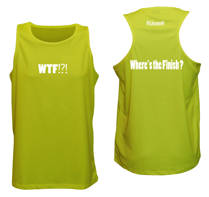 Men's Reflective Tank - Where's the Finish? - Front & Back - Lime Yellow