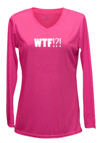Women's Reflective Long Sleeve Shirt - Where's the Finish? - Front - Neon Pink
