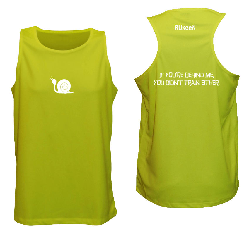 Men's Reflective Tank Top - Didn't Train - Front & Back - Lime Yellow