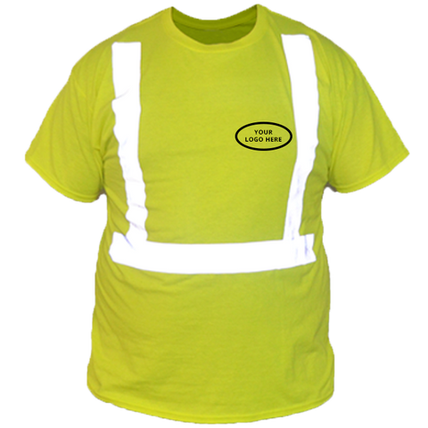 ANSI Short Sleeve Reflective with Custom Graphic - Front - Safety Yellow