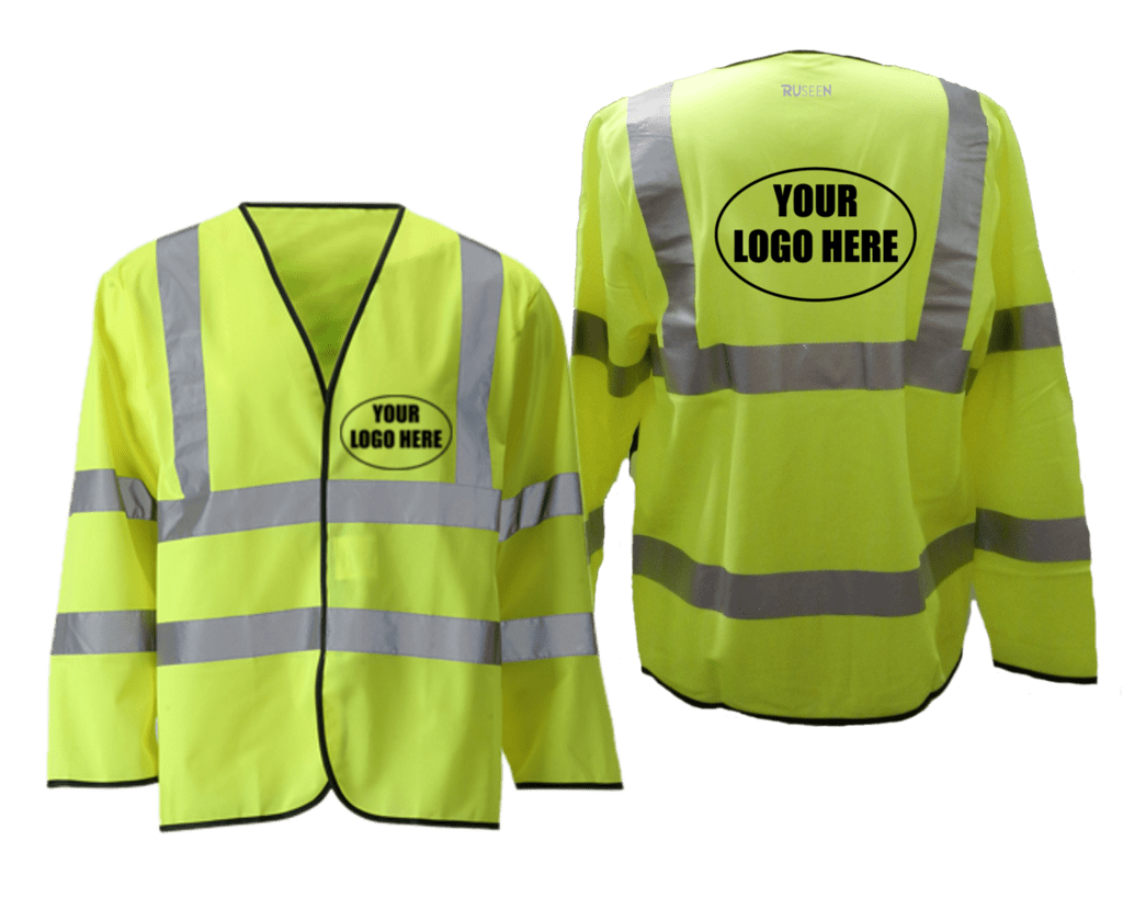 Reflective Long Sleeve ANSI Class 3 Vest With Custom Logo - Front & Back - Safety Yellow