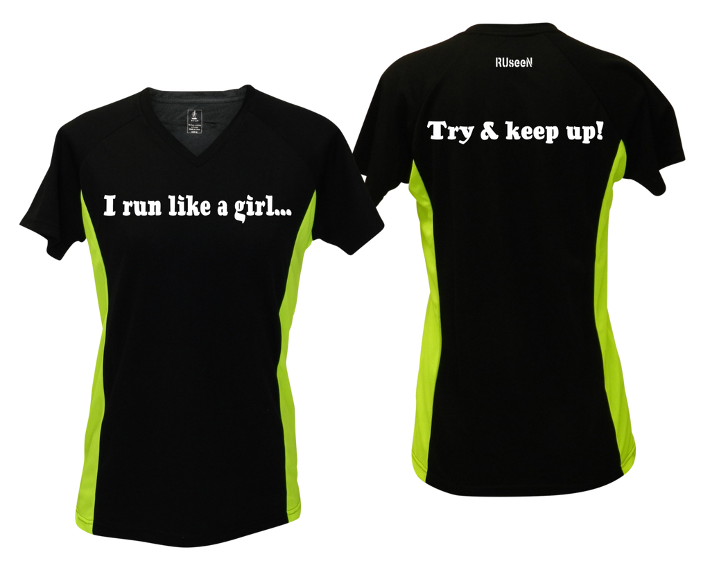 Women's Reflective Short Sleeve Shirt – I Run Like a Girl - RUseeN