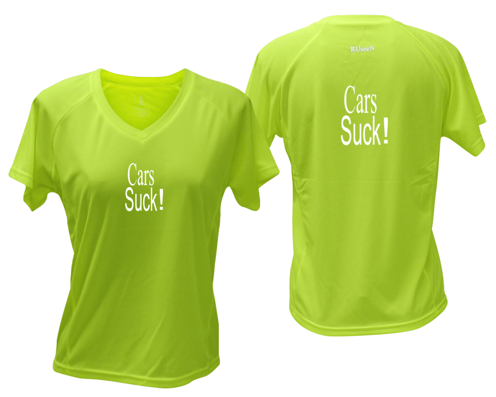 Women's Reflective Short Sleeve Shirt - Cars Suck