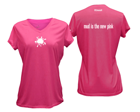 Women's Reflective Short Sleeve Shirt - Mud is the New Pink