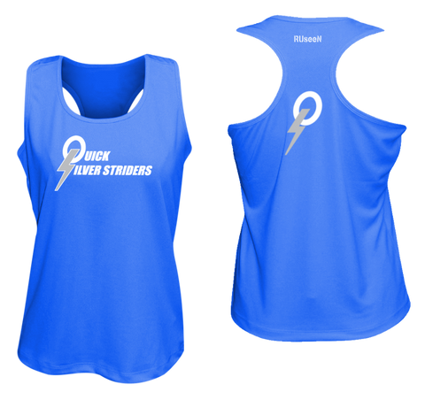 Women's Reflective Tank Top - Quicksilver Striders - Front  & Back - Royal Blue